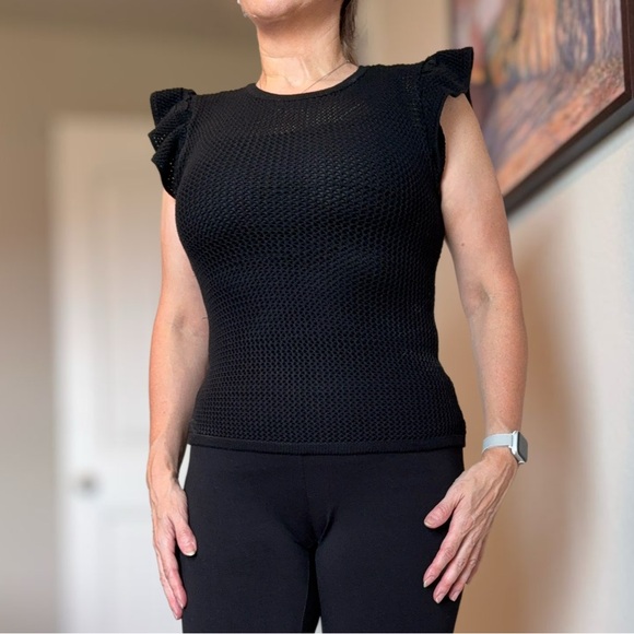Workshop Republic Clothing Tops - Workshop Republic Clothing Black Ruffle Sleeve Blouse